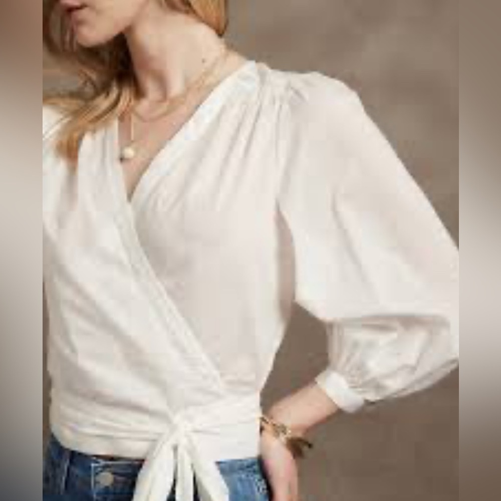 Banana Republic White Wrap Blouse